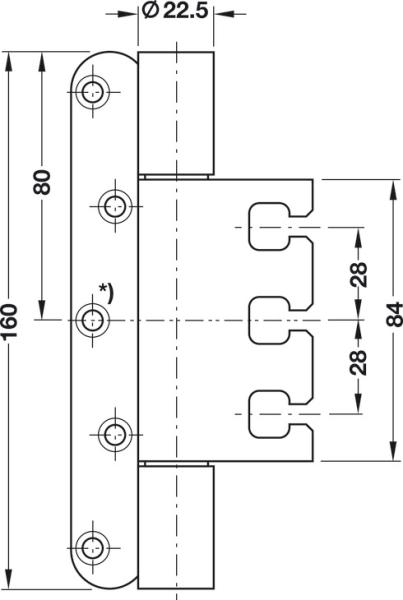 Objekttürband edelstahl matt VX 7939/160 für gefälzte Objekttüren bis 200 kg Simonswerk mit Stiftsicherung